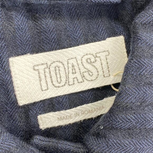 NEW TOAST Women’s Cotton Wool Herringbone Check Jacket Size 0 Navy Blue - Picture 6 of 11